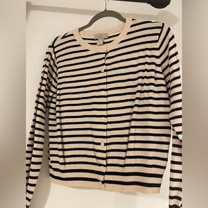 H&M Black and Cream Striped Sweater